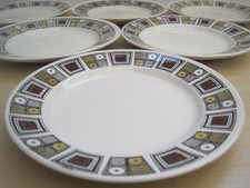 6 x 1960s Vintage Broadhurst Ironstone Kathie Winkle Rushstone 6.75" Side Plates