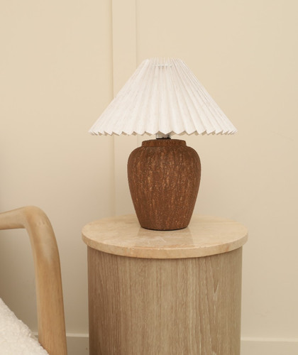Brown ceramic pleated - brown,