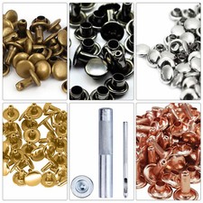 Double Cap Rivets Studs Leather Craft Repair Tubular Stud For DIY Bag 100pcs