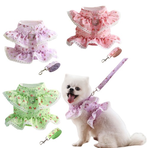 Floral dog harness dress - dog, with