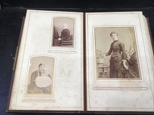 Antique Leather Bound & Brass Photo Album Filled With 26 CDV’s And Photos