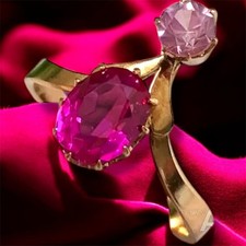Vintage Ring Gold 583 14K Ruby Amethyst Soviet Women's Jewelry Russian Rare Old