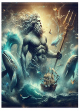 A4 Rice Paper Decoupage - Vintage, Poseidon, Sea - A4 Sheet