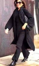 ZARA TEXTURED LONG KNIT COAT BLACK WIDE LAPEL FW24/25 SIZES S REF. 3653/110