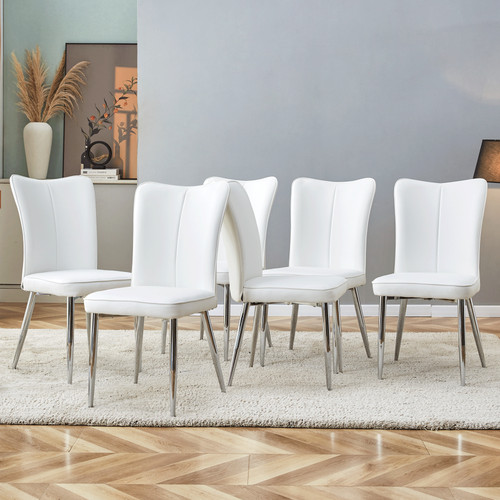 Set white leather dining - white,