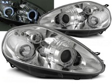 Headlights for Fiat Grande Punto 2005 2006 2007 2008 VR-1258 Angel Eyes Chrome