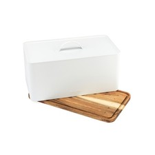 Salter Toronto Bread Bin & Chopping Board for Cutting & Serving White/Wooden