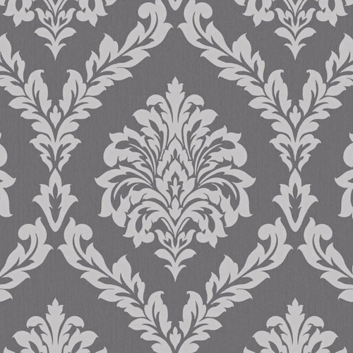 Charcoal floral damask - floral,