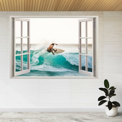 Surfer riding waves - bali, 3d