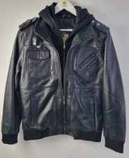 Angel Jackets Women's Bomber Jacket Size M Black Leather Removable Hood New F2