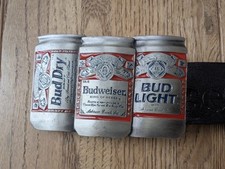 Vintage Budweiser Pewter three can Belt Buckle Official Product 1992 With Belt