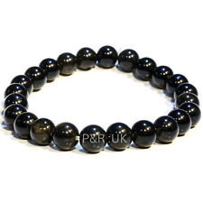 Black Tourmaline Bracelet 8mm Beads - Stretchable Elastic Gemstone Jewelry