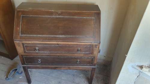 Solid oak mahogany bureau - oak,