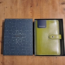Filofax Malden Antiqued Leather Personal Organiser Pear Green Uni Work Planner