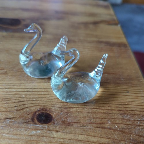 Vintage mini glass swan - 2x,