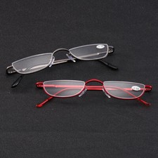 Unisex Reading Glasses Spring Hinges Half Moon Semi Rimless Reader +1.0~+4.0 New