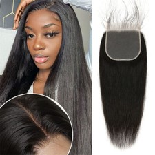 4"x4" Peruvian 8A Virgin Remy Human Hair Unprocessed Silk Straight Lace Closure
