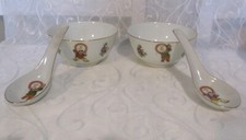 Chinese Rice / Soup Bowl With Matching Spoons X 2