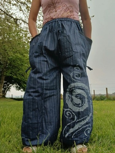 Navy blue harem pants genie - pants,
