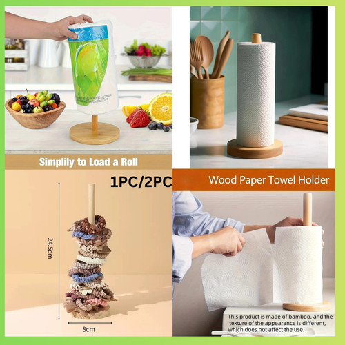 Wooden roll paper towel holder - wooden,