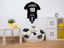 PERSONALISED Rugby Shirt Wall Art Sticker, Vinyl Decal, Sport, Adhesive