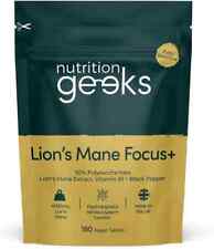 Nutrition Geeks Lions Mane 4000mg with B1 & Black Pepper, 180 Tabs, Brain Focus 