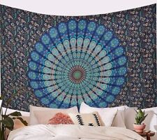  Indian Tapestry Wall Hanging Blue Psy Cotton Decor Boho Mandala Throw Gypsy UK