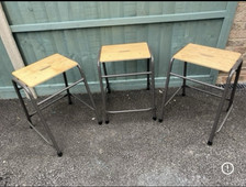 Vintage Remploy Stacking School/lab Stools Birch Ply & Steel VGC. Price is each