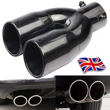 Universal Twin Dual Exhaust Trim Tip Dual Muffler Pipe Tail Stainless Steel UK