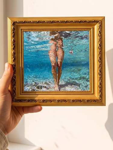 Woman standing clear sea - clear, oil
