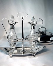 Antique Cruet Set – Atkin Brothers c.1900 + JS&S 1895 Silver-Plated Serving Dish