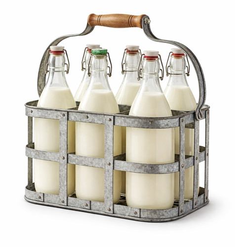 Milk bottle holder galvanised - milk,