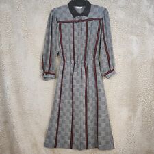 Fink Modell Vintage 70s/80s Womens Midi Dress Houndstooth Print Red Black S 40