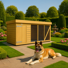 Dog Kennel & Run 8ft x 4ft Fully Pressure Treated Tanalised Timber Free Delivery