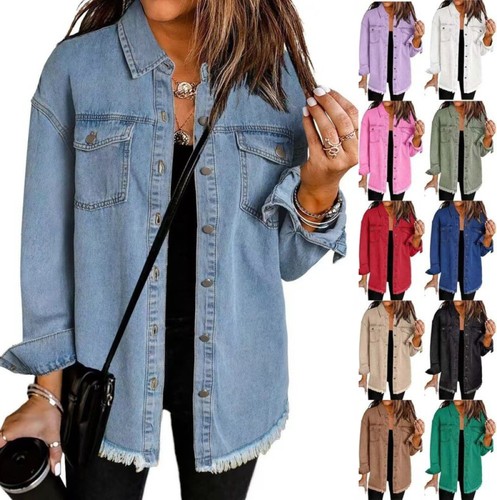 Women denim jacket oversized - denim,