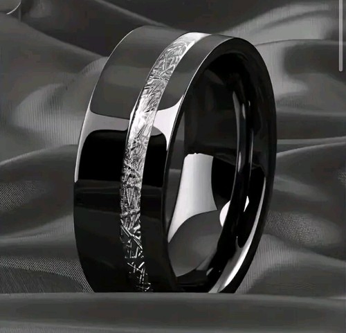 Silver inlay ring black - silver,