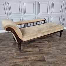 Antique Carved Roll Rail Back Chaise Longue Day Bed Seat Aesthetic Victorian
