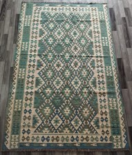 Turquoise Handmade Afghan Turkish Kilim Rug, Artisan Area Wool Rug, 250x168 CM