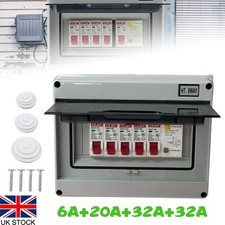 4 Way Consumer Unit fuse box 4 MCB Circuit Breakers Isolator Shed Caravan Garage