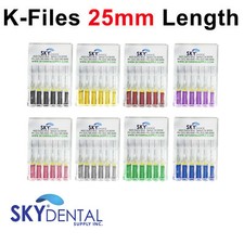 K Files DENTAL K-FILES ENDODONTIC FILE 25 mm LENGTH SIZE 6 8 10 15 20 25 30 35