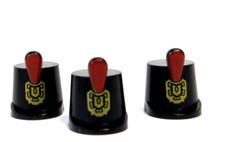 Lego 3 Black Shako Hat Helmet Red Feather   For Minifigure Imperial Soldier