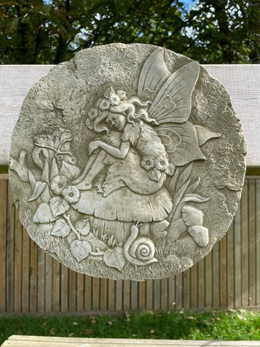 Fairy mushroom stone plaque - fairy,