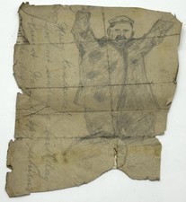 World War One WWI Trench Pencil Drawn Picture of a German Prisoner