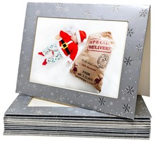 Silver Snowflake Photo Frame Christmas Cards – Pack of 12 – Holds 6x4” Photo