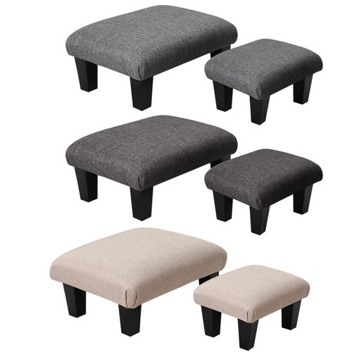 Sturdy wooden footstool - footstool, linen