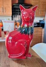 Vintage Poole Pottery Ceramic Flambe Red Cat Rare