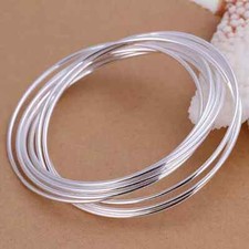 Hot 925 Sterling Solid Silver Fashion Jewelry 10 Circles Bangle For Women Gift