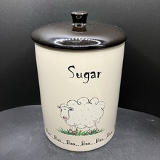 Price & Kensington Home Farm Cartoon Sheep Baa Fine Stoneware Sugar Jar with Lid