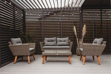 Garden 4-Piece Rattan Furniture Set RAVI - Sofa, 2 Armchairs & Glass Table DAKO®