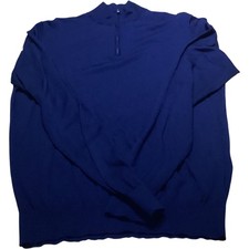 Hackett London Men's Merino Wool Jumper M Navy 1/4 Zip